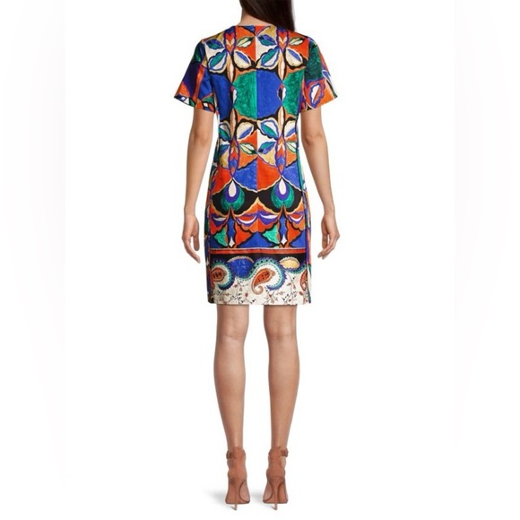 Kobi Halperin Angie Mixed-Print Stretch-Cotton Shift Dress Size Medium M - Picture 2 of 9